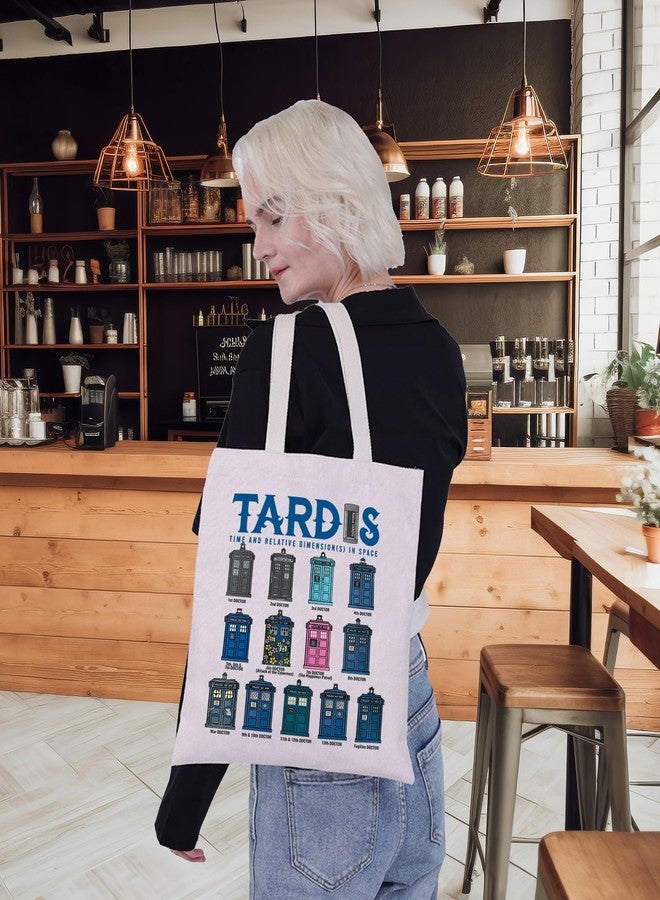 G2TUP Policeman Box Canvas Tote Bag Doctor Movie Fans Gift Police Box in Space Shoulder Bag Police Box Doctor Merch (Police Box Space TG) - Image 3