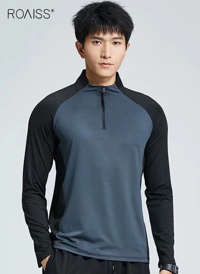 roaiss Mens Half Zip Training Suit Long Sleeve Top and Pants Set Quick Dry Athletic Wear Running Gym Fitness Outfit Sports Track Sweatshirt - Image 3