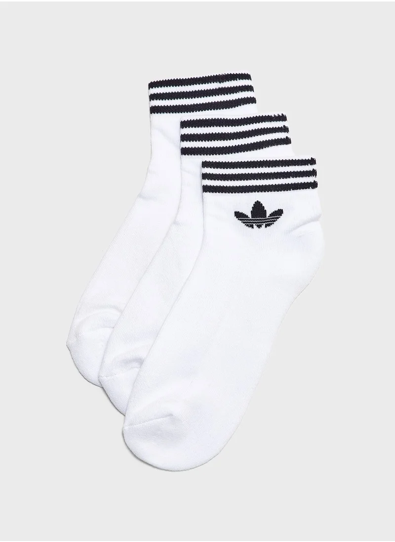 adidas Originals 3 Pack Trefoil Ankle Socks