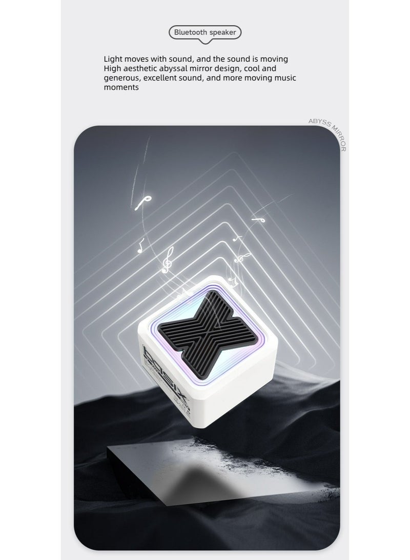 Basix New X3 Pure White Mini Smart Wireless Bluetooth Speaker With RGB Ambient Light Portable Outdoor Desktop Stereo Bass Mini Sound Box Creative Gift Single Pack - Image 3
