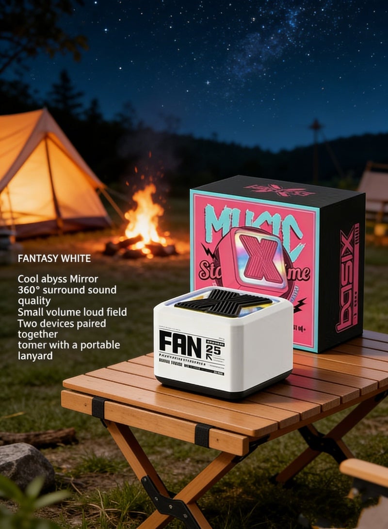 Basix New X3 Pure White Mini Smart Wireless Bluetooth Speaker With RGB Ambient Light Portable Outdoor Desktop Stereo Bass Mini Sound Box Creative Gift Single Pack - Image 2