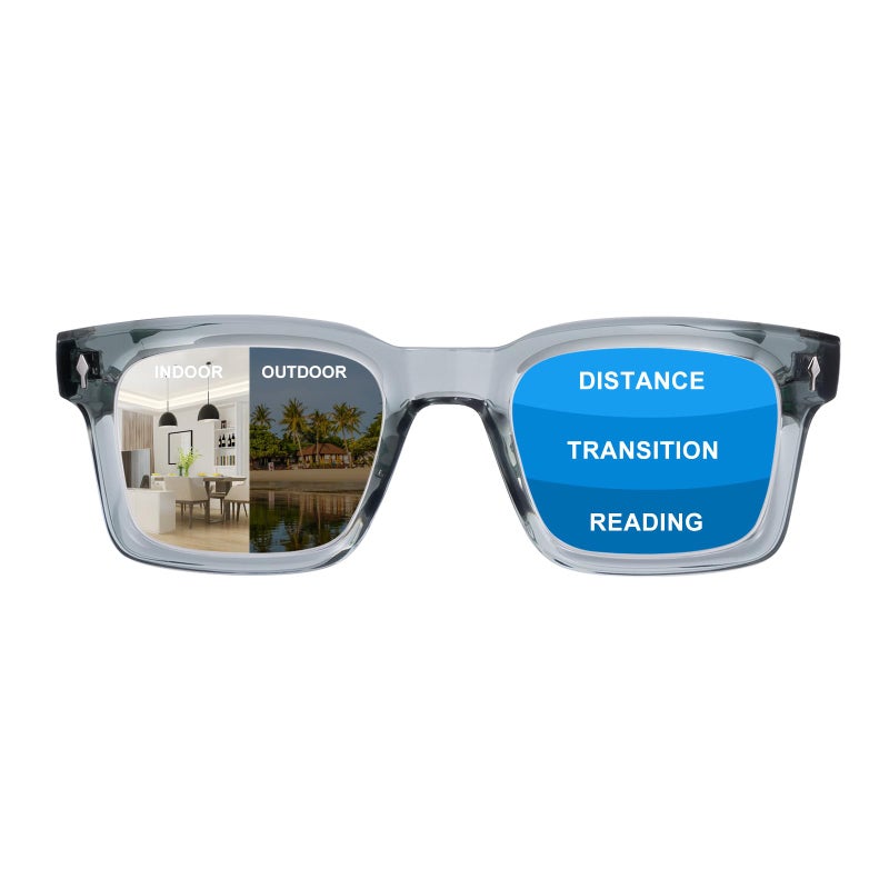 OuShiun Photochromic Progressive Multifocal Reading Glasses for Men Women Transition Multifocus Readers No Line Computer EyeglassesGrey 10 - Image 3