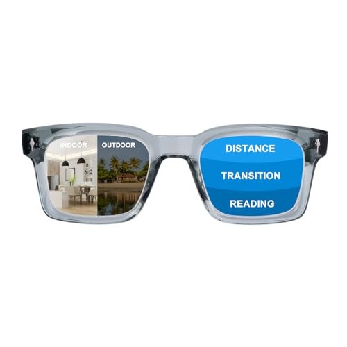 OuShiun Photochromic Progressive Multifocal Reading Glasses for Men Women Transition Multifocus Readers No Line Computer EyeglassesGrey 10 - Image 2