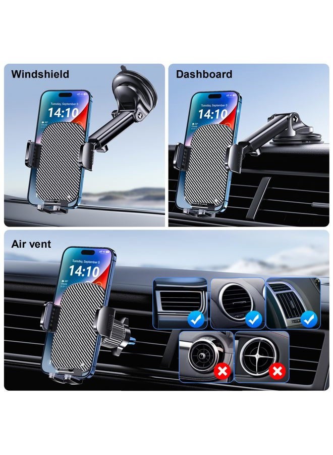 GUWEZ Phone Holder Car Mount for iPhone[Powerful Suction]Phone Mount for Car Dashboard Windshield Air Vent Universal Accessories[Thick Cases Friendly]Automobile Cell Phone Holder Fit iPhone Smartphone - Image 2