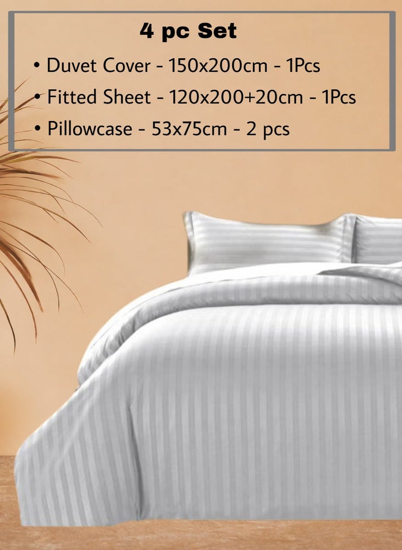 REDTOMMY طقم أغطية سرير دوفية بحجم فردي مكون من 4 قطع – غطاء دوفية (150x200 سم)، ملاءة مشدودة (120x200+20 سم) و 2 غطاء وسادة (53x75 سم)، اللون - فضي - Image 2