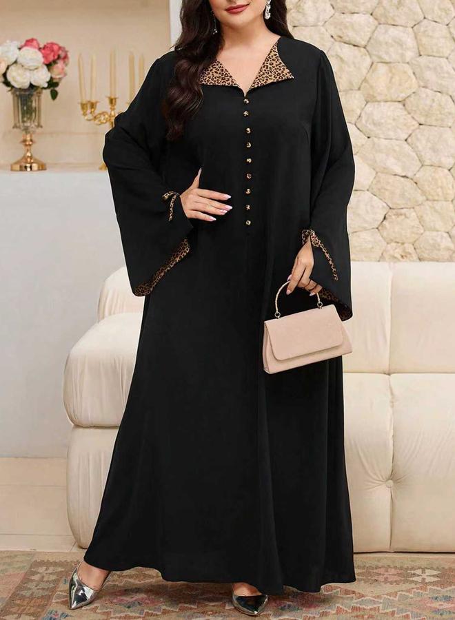 Take Two Plus Size Black Leopard Print Jalabiya - Image 3