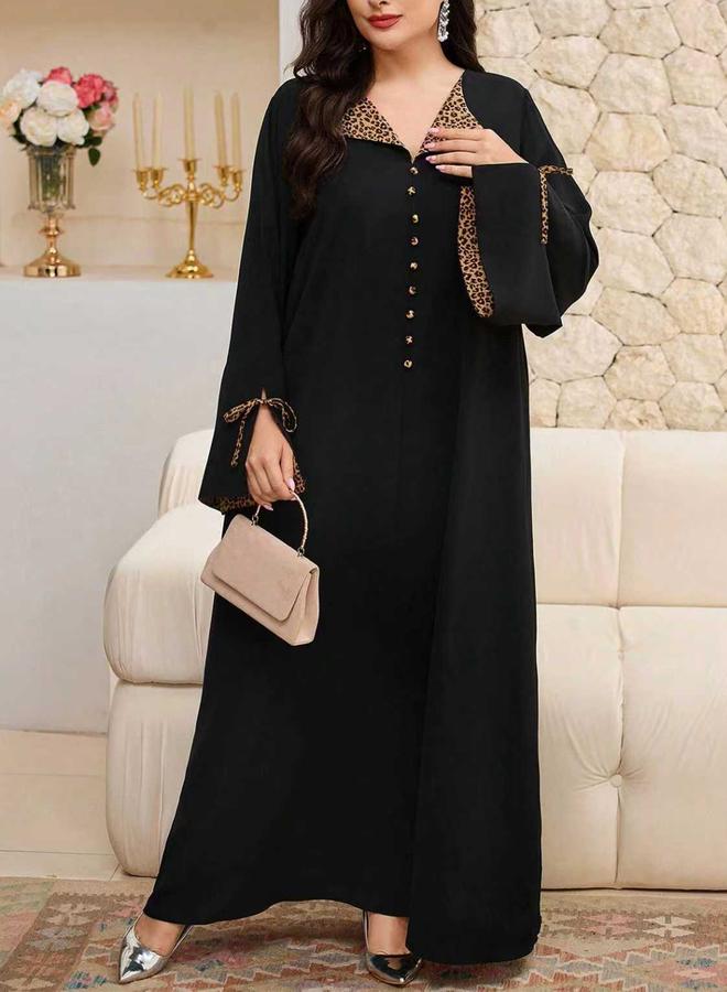Take Two Plus Size Black Leopard Print Jalabiya - Image 1