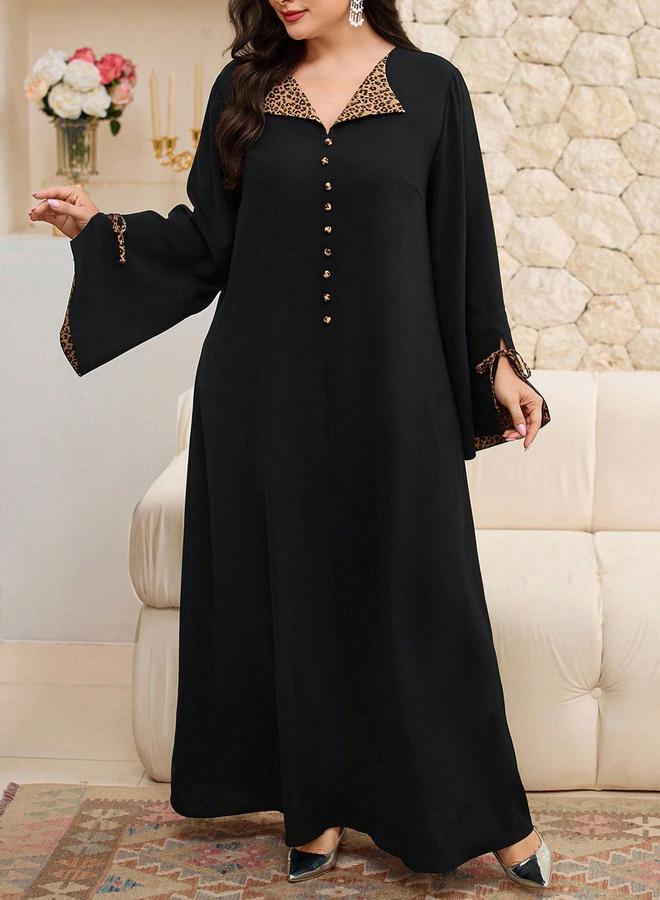 Take Two Plus Size Black Leopard Print Jalabiya - Image 5