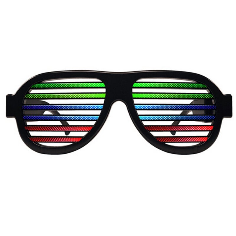 GS GLOWSEEN Light Up Shutter Glasses Sound Reactive USB Rechargeable Rave Glasses Black - Image 2
