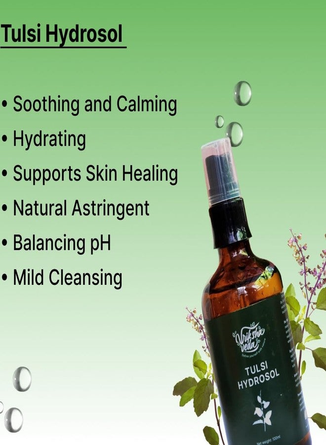Vriksha Veda Steam Distilled Tulsi Hydrosol I Holy Basil Water I Hydrating Facial Toner for Oily and Acne Prone Skin I Unisex 100 ml - Image 2