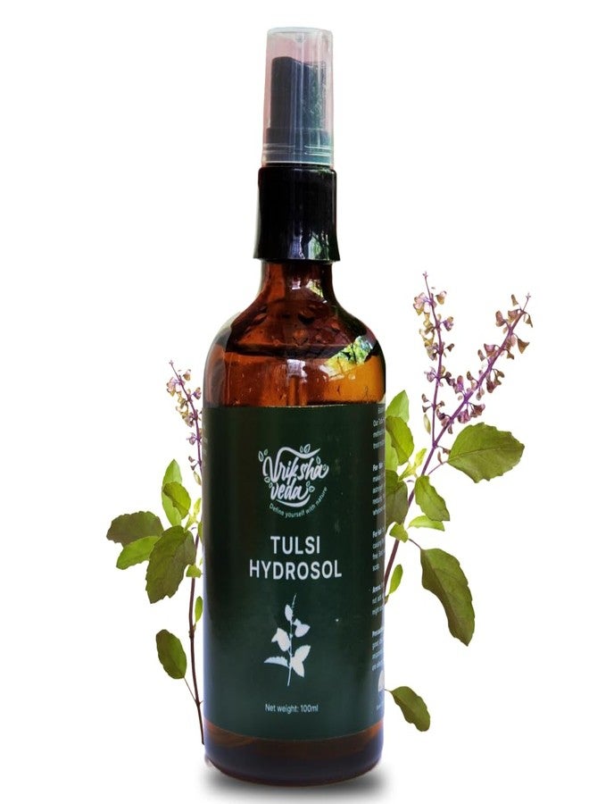 Vriksha Veda Steam Distilled Tulsi Hydrosol I Holy Basil Water I Hydrating Facial Toner for Oily and Acne Prone Skin I Unisex 100 ml - Image 1