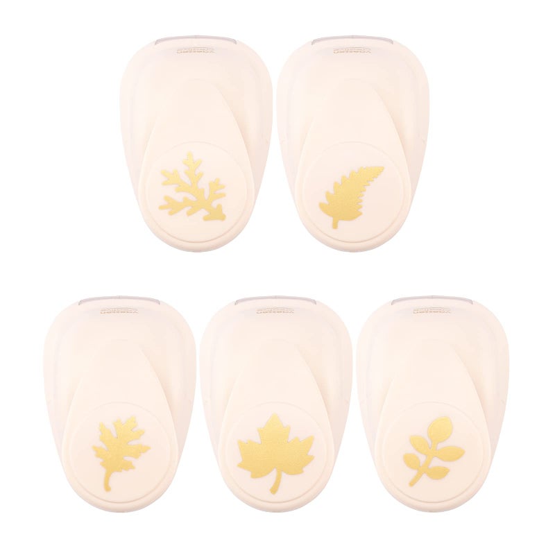 Vaessen Creative Craft Paper Punch  Autumn  5 Pcs  Various Sizes  Circle Cutter for Crafting and Card Making  Leaf Ivory