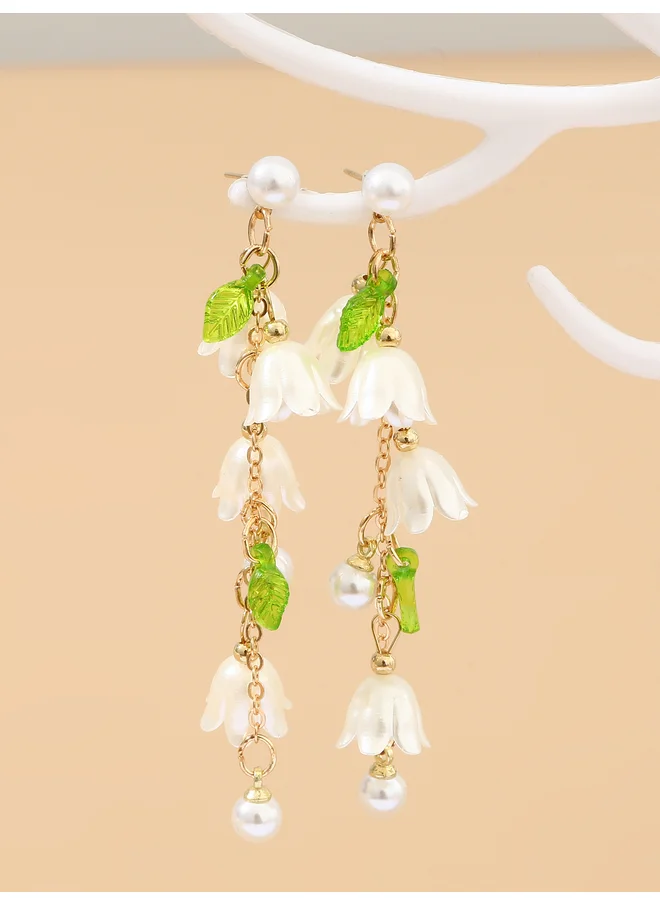 تايك تو Take Two Flower Drop Faux Pearl Embellished Earrings