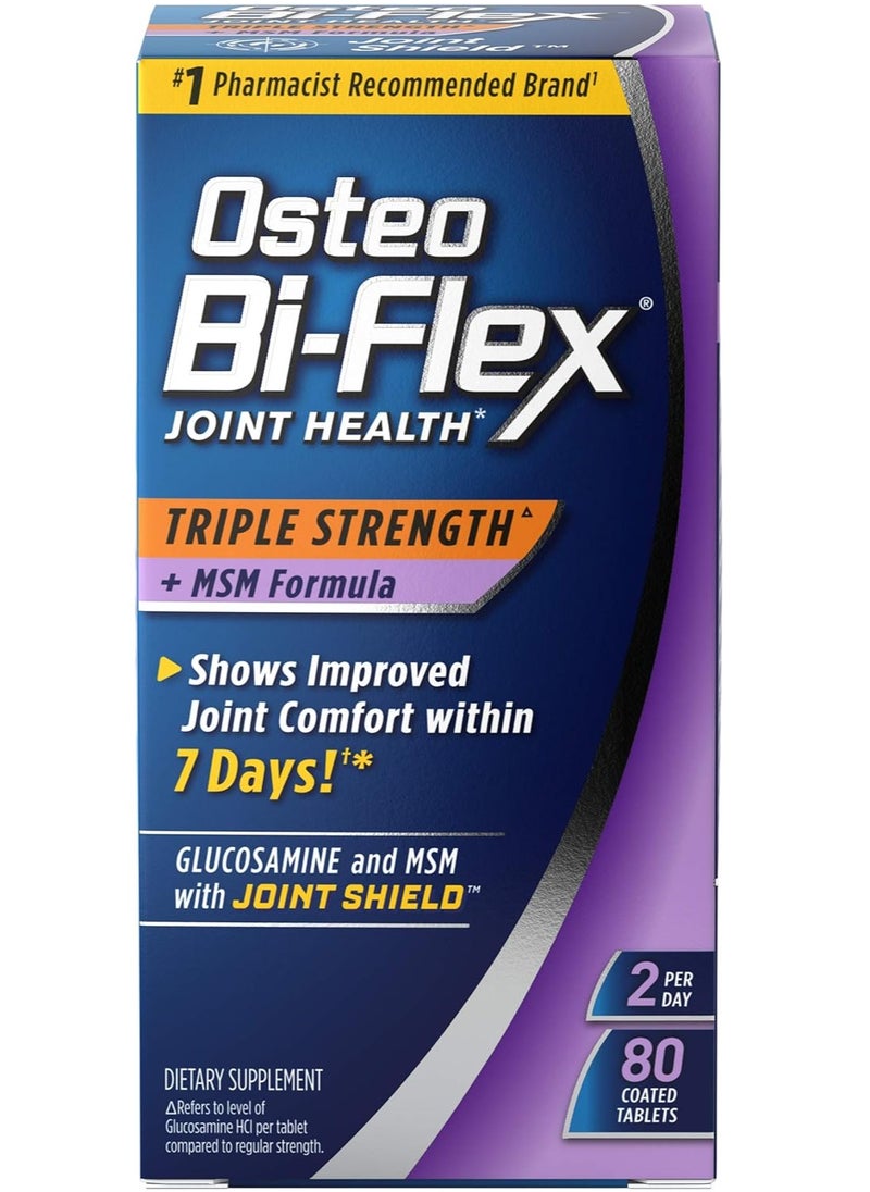 Osteo Bi-Flex - Triple Strength Glucosamine Joint Health Supplement with MSM 80 Coated Tablets - Image 1