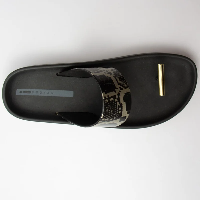 Voices Voices Women'S Flip Flops, Smooth Minimal Animal - 004.00004, Color - Black