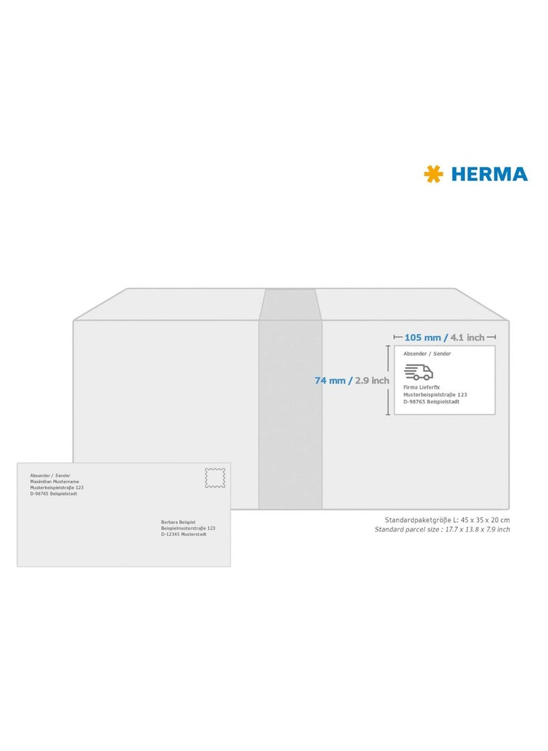 Herma Herma Multipurpose Self-Adhesive Labels, 8 Labels Per Sheet A4, 800 Labels for Laser and Inkjet Printers, Large Size, 105 x 74mm  - Image 4