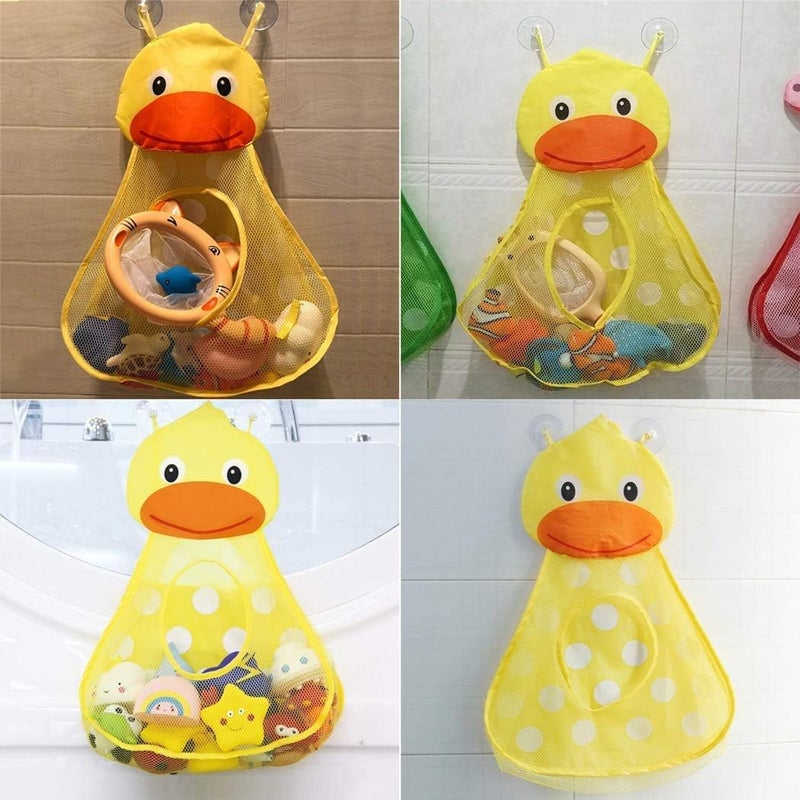 Excefore Repeated use resistant selected material Baby Bath Toy Organizer Cute Animal Shape,Bathroom Toy Storage Net Bag with Strong Suction Cups Keep Kids Bathtub Toys Dry and Neat (Yellow Duck) Bath Toy Bag Cute Cartoon Bath Lightweight - Image 5