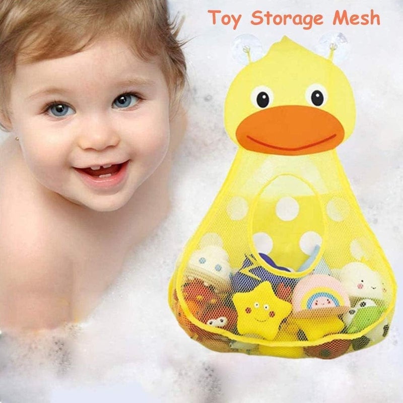 Excefore Repeated use resistant selected material Baby Bath Toy Organizer Cute Animal Shape,Bathroom Toy Storage Net Bag with Strong Suction Cups Keep Kids Bathtub Toys Dry and Neat (Yellow Duck) Bath Toy Bag Cute Cartoon Bath Lightweight - Image 4