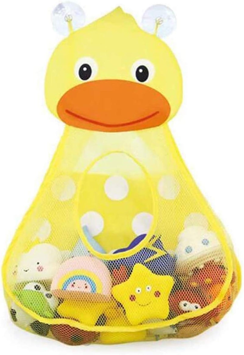 Excefore Repeated use resistant selected material Baby Bath Toy Organizer Cute Animal Shape,Bathroom Toy Storage Net Bag with Strong Suction Cups Keep Kids Bathtub Toys Dry and Neat (Yellow Duck) Bath Toy Bag Cute Cartoon Bath Lightweight - Image 1