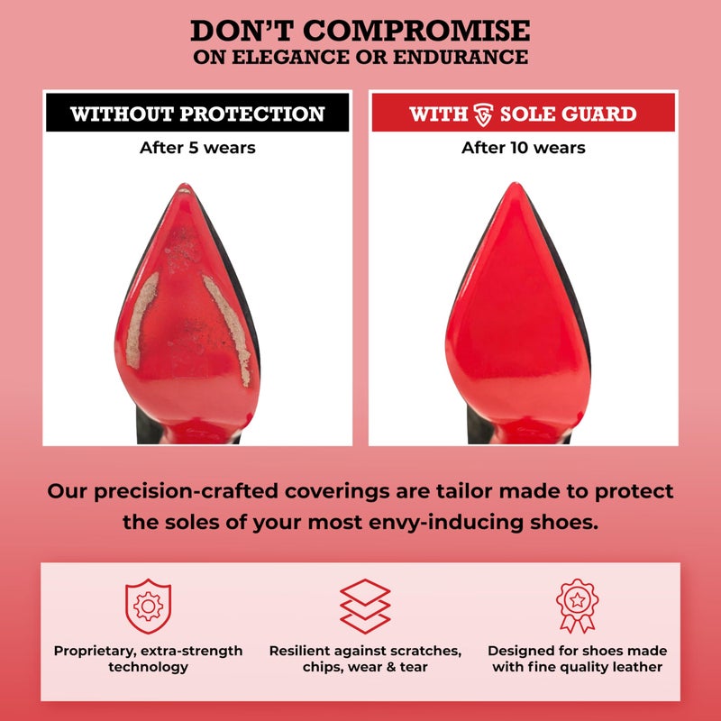 Sole Guard Shoe Sole Protector for Louboutin and Luxury High Heels, Flats, Mules, Boots, Preserves Red Bottoms, Self Adhesive Non Slip 5x8.5 Inch Premium Clear, Large, 6 Pack - Image 3