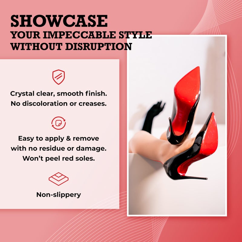 Sole Guard Shoe Sole Protector for Louboutin and Luxury High Heels, Flats, Mules, Boots, Preserves Red Bottoms, Self Adhesive Non Slip 5x8.5 Inch Premium Clear, Large, 6 Pack - Image 4