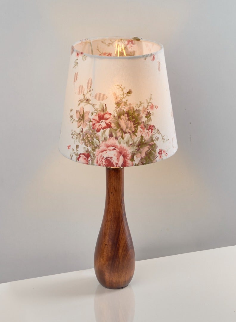 نجفة شوب نجفه شوب اباجوره مودرن لون بني مصنوعه من اجود انواع الخشب الزان وشابوه اوف وايت مطبوع بنقشه الورد مصنوع من اجود انواع الكتان 6*30*40 - Image 1