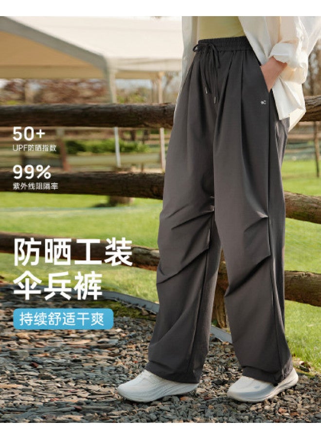 VVC سروال بارا جندي بلون موحد للحماية من الشمس، سروال طويل مانع للأشعة فوق البنفسجية، بنطال مرن متعدد الاستخدامات للتنقل - Image 1
