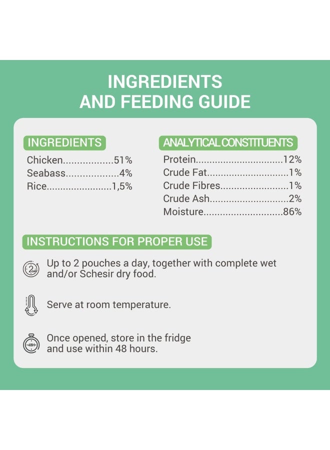 Schesir Complements Cat Wet Food  in Jelly Can- Chicken With Seabass 6x70g [6 Cans] - Image 2