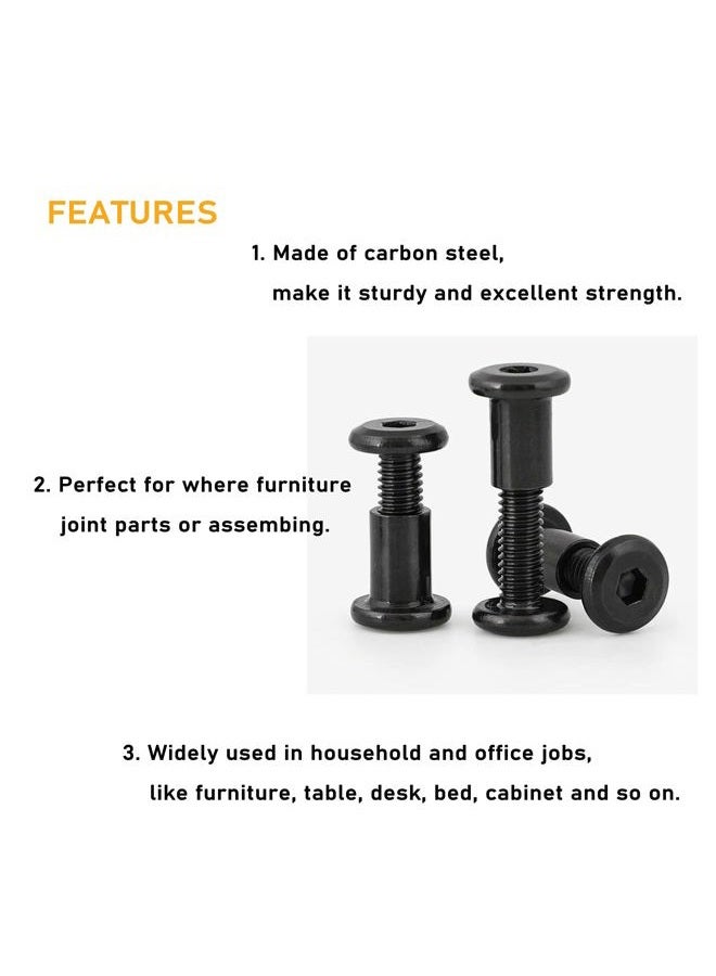 binifiMux Black M6 Hex Drive Socket Cap Bolts Kit, 35-Set Allen Head Countsunk Furniture Crib Bolts Nuts Kit, M6x15mm/ 20mm/ 25mm/ 30mm/ 35mm/ 40mm/ 50mm - Image 4