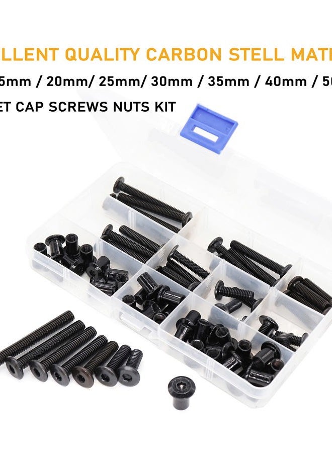 binifiMux Black M6 Hex Drive Socket Cap Bolts Kit, 35-Set Allen Head Countsunk Furniture Crib Bolts Nuts Kit, M6x15mm/ 20mm/ 25mm/ 30mm/ 35mm/ 40mm/ 50mm - Image 2