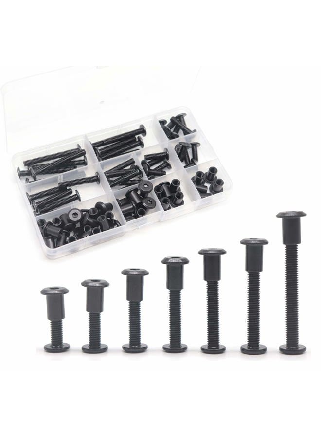 binifiMux Black M6 Hex Drive Socket Cap Bolts Kit, 35-Set Allen Head Countsunk Furniture Crib Bolts Nuts Kit, M6x15mm/ 20mm/ 25mm/ 30mm/ 35mm/ 40mm/ 50mm - Image 1