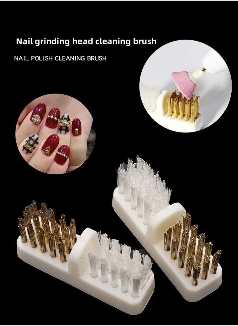 يوكانبي فرشاة تنظيف رأس جهاز الأظافر مزدوجة – شعيرات نحاسية ونايلون لإزالة الغبار، أداة تنظيف الأظافر بدون رائحة - Image 5