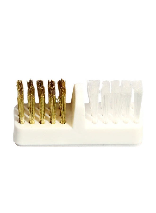 يوكانبي فرشاة تنظيف رأس جهاز الأظافر مزدوجة – شعيرات نحاسية ونايلون لإزالة الغبار، أداة تنظيف الأظافر بدون رائحة - Image 1