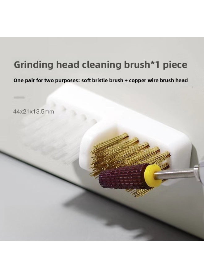 يوكانبي فرشاة تنظيف رأس جهاز الأظافر مزدوجة – شعيرات نحاسية ونايلون لإزالة الغبار، أداة تنظيف الأظافر بدون رائحة - Image 2