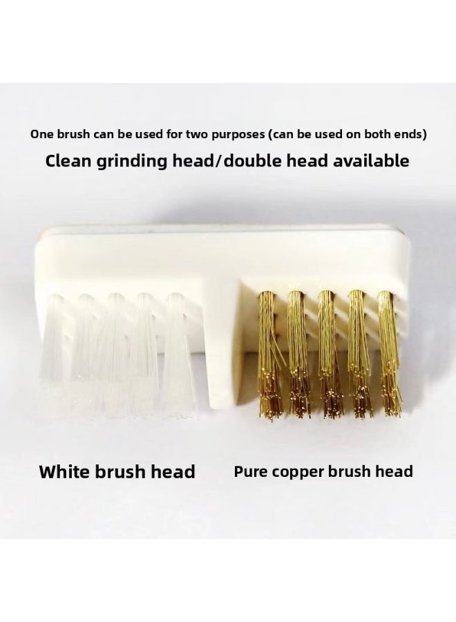 يوكانبي فرشاة تنظيف رأس جهاز الأظافر مزدوجة – شعيرات نحاسية ونايلون لإزالة الغبار، أداة تنظيف الأظافر بدون رائحة - Image 4