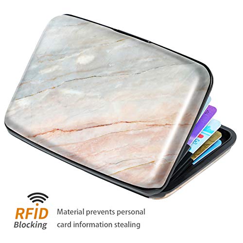 Coco Rossi Marble Credit Card Holder for Women,RFID Blocking Slim Hard Card Case ID Case Travel Wallet,Grey Marble - Image 3