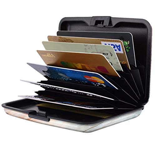Coco Rossi Marble Credit Card Holder for Women,RFID Blocking Slim Hard Card Case ID Case Travel Wallet,Grey Marble - Image 4