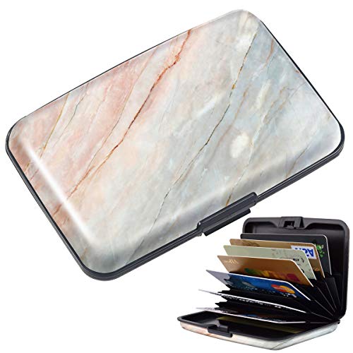 Coco Rossi Marble Credit Card Holder for Women,RFID Blocking Slim Hard Card Case ID Case Travel Wallet,Grey Marble - Image 2