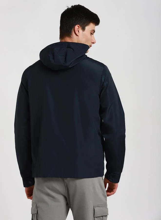 Dennis Lingo Indigo Regular Fit Men's Solid Hooded Full Sleeves Polyester Jacket with Zipper Closure