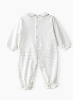 Tiny Hug Baby Girl White Glittering Coverall  - Image 2