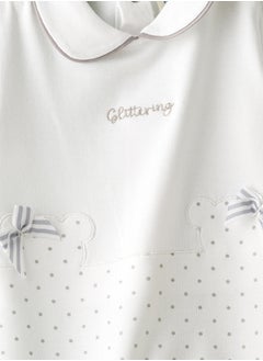 Tiny Hug Baby Girl White Glittering Coverall  - Image 3