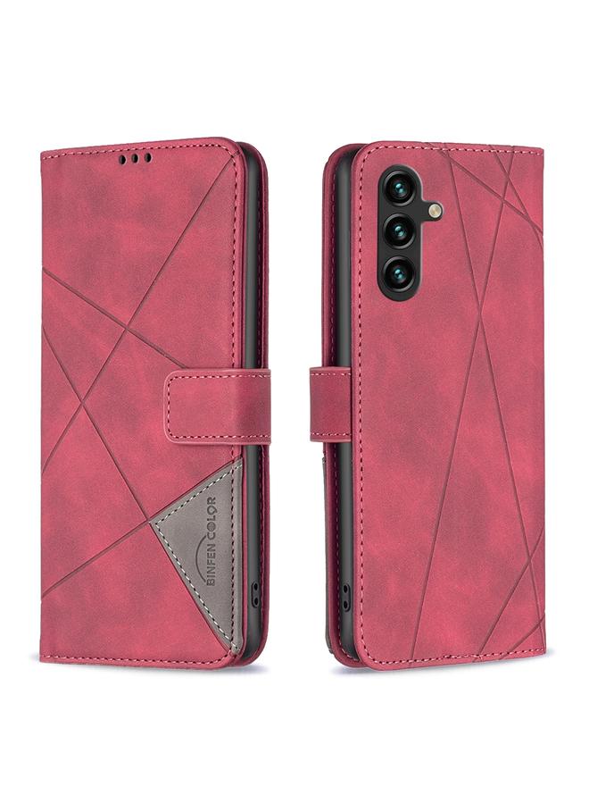 اس-توب جراب لهاتف Samsung Galaxy A56 5G مصنوع من الجلد بمشبك مغناطيسي ونقشة معينية - Image 1