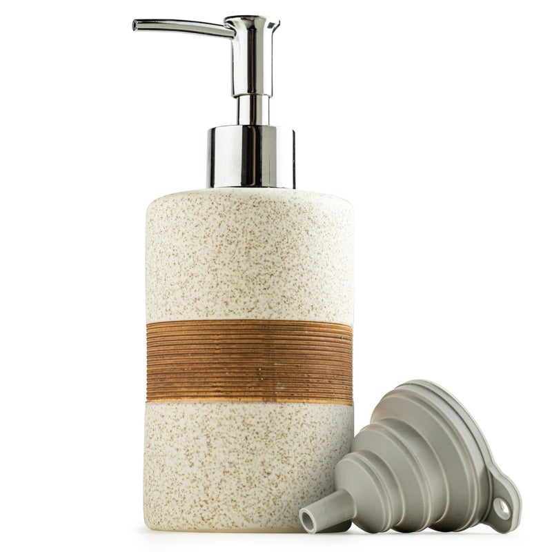 Cormomu Soap Dispenser for Kitchen & Bathroom, Dish Soap, Hand Soap, Shampoo, Conditioner Dispenser Bottle with Stainless Steel Pump, Includes Silicone Funnel, Non-Slip Design, Kitchen Decor, White - Image 1