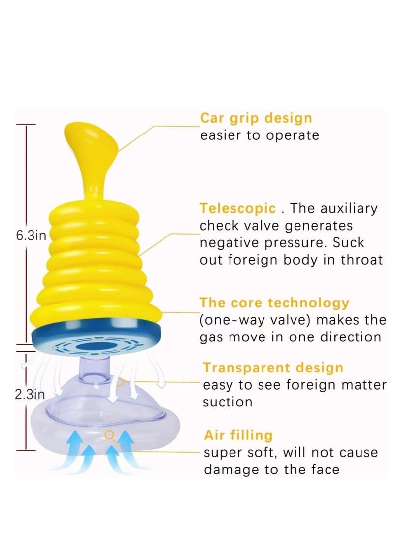 Choking Emergency Device, professional asphyxia first aid device for adults and children, suction obstruction device, and breathing trainer, with 2 masks of different sizes