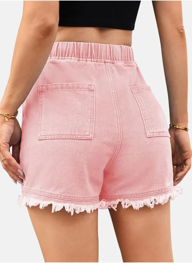 يونيكي Pink Solid Denim Shorts