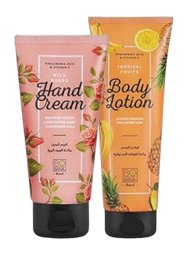Bobana Hand Cream with Wild Roses - 50ML & Bobana Body Lotion With Tropical Fruits Bundle - Image 1