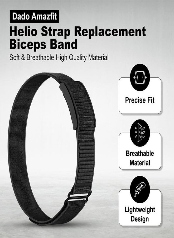 DADO Bicep Nylon Replacement Band, Compatible with Amazfit Helio Strap – Adjustable, Breathable Sport Band for Fitness Tracker, Comfortable for All-Day Wear (Black) - Image 2