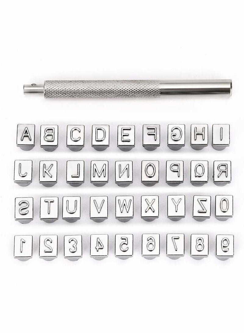 Y&D Leather Craft Punch Tool, Capital Letters and Numbers Handle for Art (6.5mm - 36 Pieces)  - Image 1