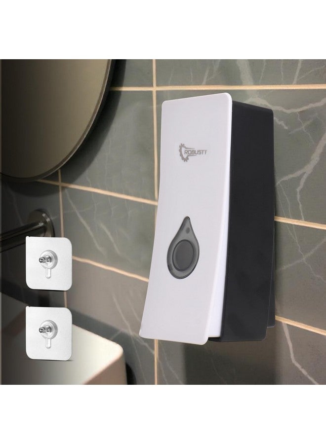 ROBUSTT موزع سائل صابون يدوي مثبت على الحائط - أبيض (200 مل، عبوة من 1) - مع 2 خطاف لاصق | مقاوم للتسرب، نافذة شفافة، تركيب سهل - مثالي للحمام، المطبخ، الفنادق، المكاتب - Image 1