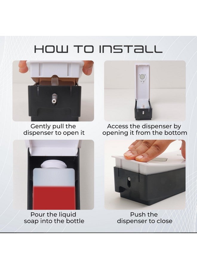 ROBUSTT موزع سائل صابون يدوي مثبت على الحائط - أبيض (200 مل، عبوة من 1) - مع 2 خطاف لاصق | مقاوم للتسرب، نافذة شفافة، تركيب سهل - مثالي للحمام، المطبخ، الفنادق، المكاتب - Image 4